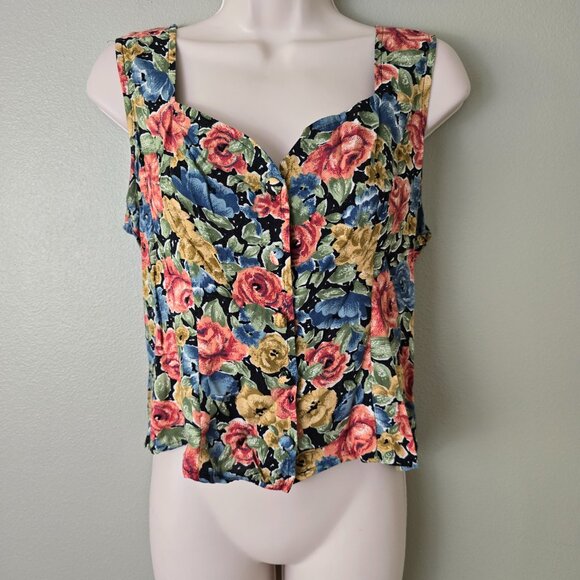Vintage Rampage Floral Button Up Corset Tank Blouse - Picture 2 of 7